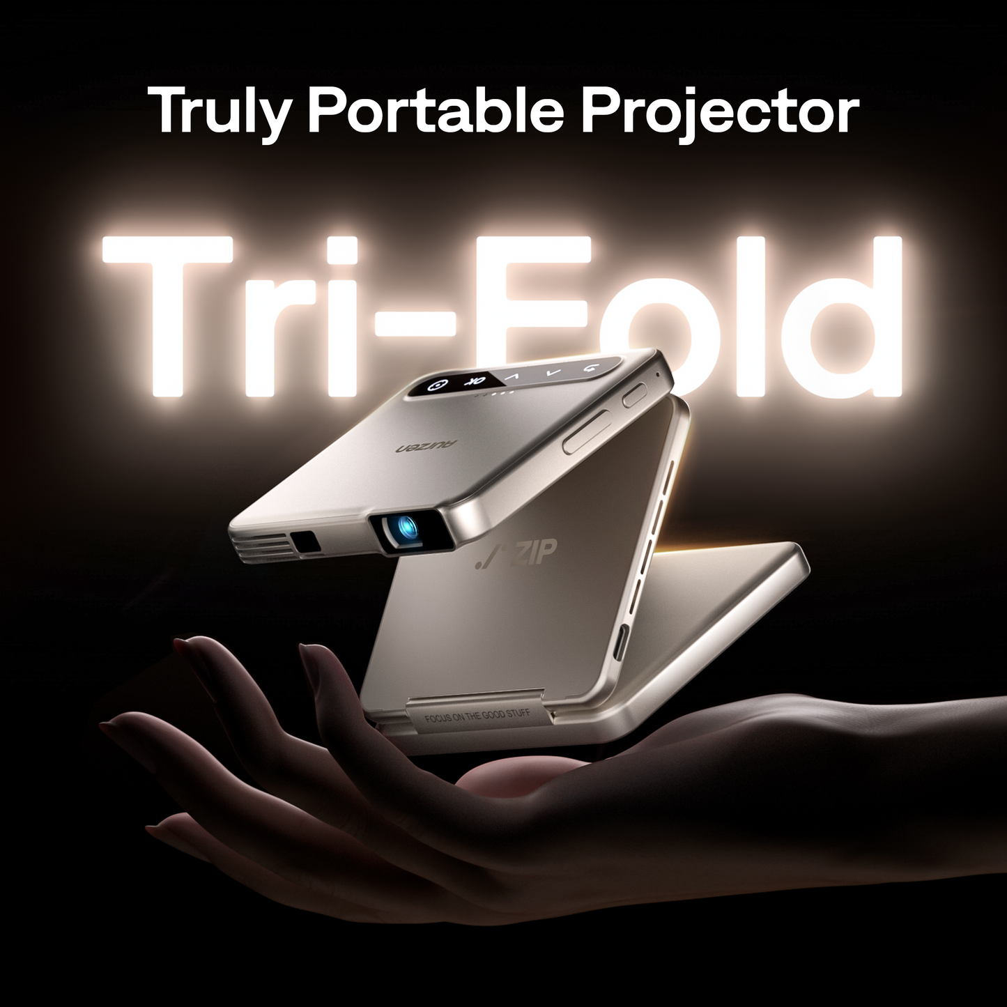 Aurzen ZIP Tri-Fold Portable Projector Grey