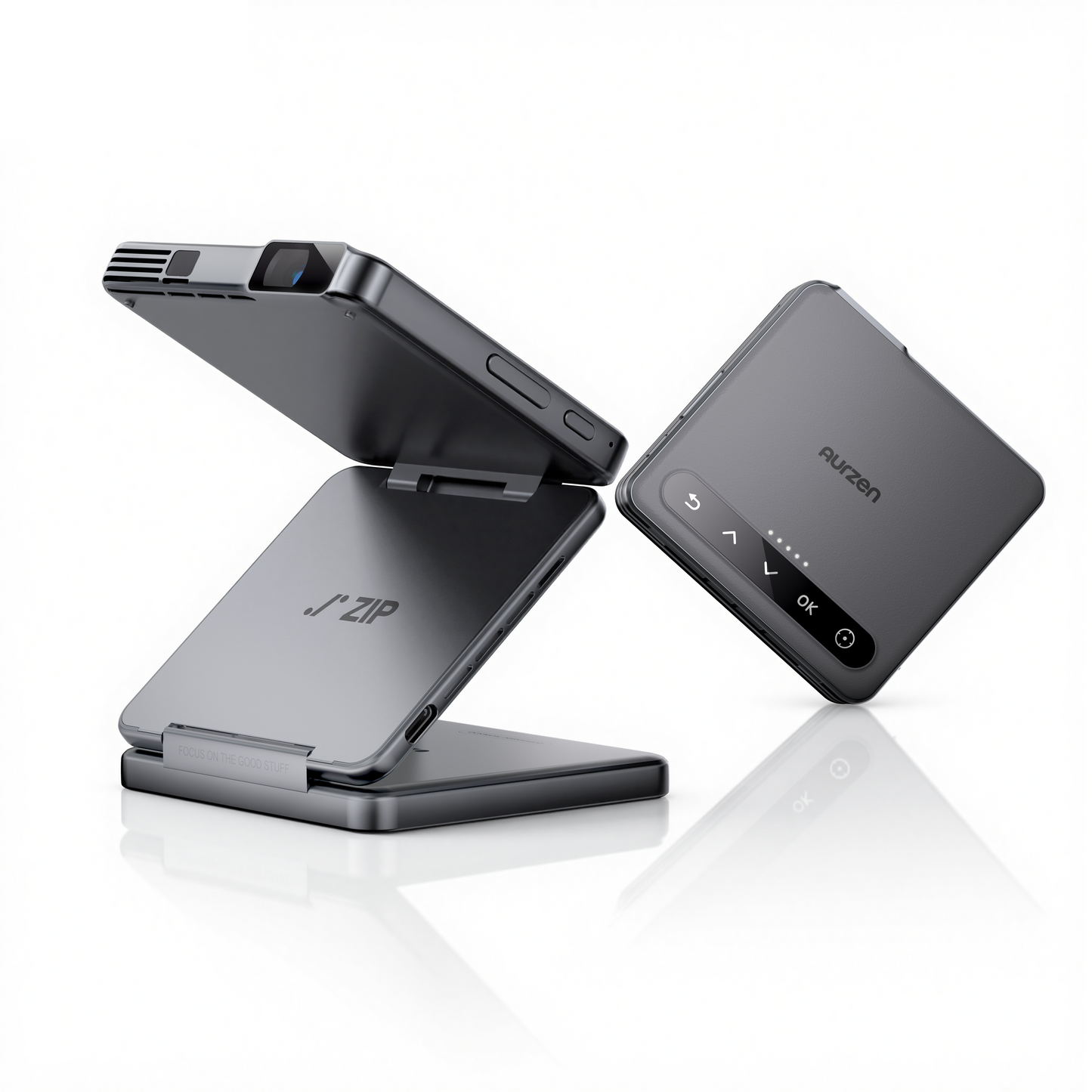 Aurzen ZIP Tri-Fold Portable Projector Grey