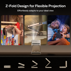 Aurzen ZIP Tri-Fold Portable Projector Grey